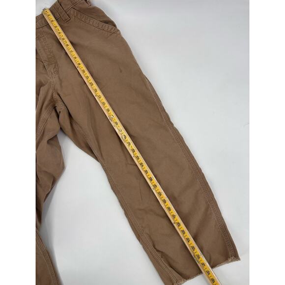Carhartt Canvas Work Dungaree Pants Mens 38x30 Brown Raw Hem Pockets Utility - Picture 14 of 16